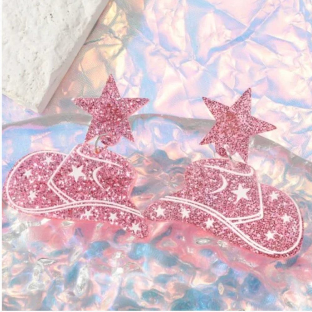 ⭐️❤️FREE Sparkle Cowboy Hat Nashville Country Rock Party Vaca Girly Hip Earrings